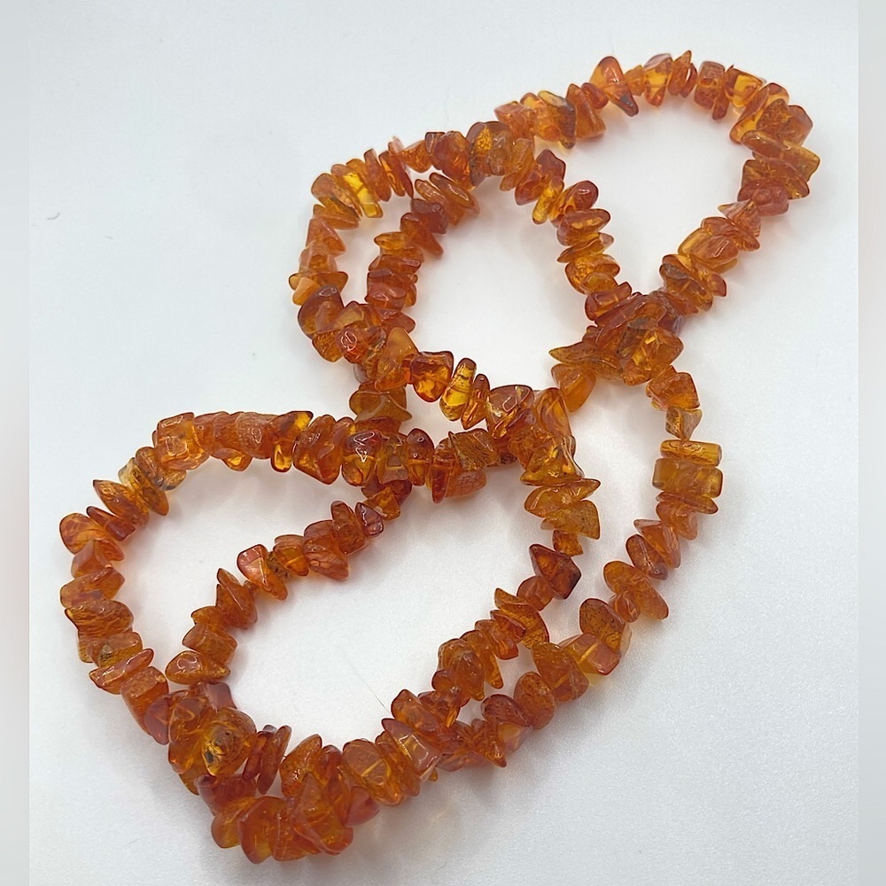 VTG Baltic Amber Pebble Continuous Rope Necklace Approx 28” / 29g